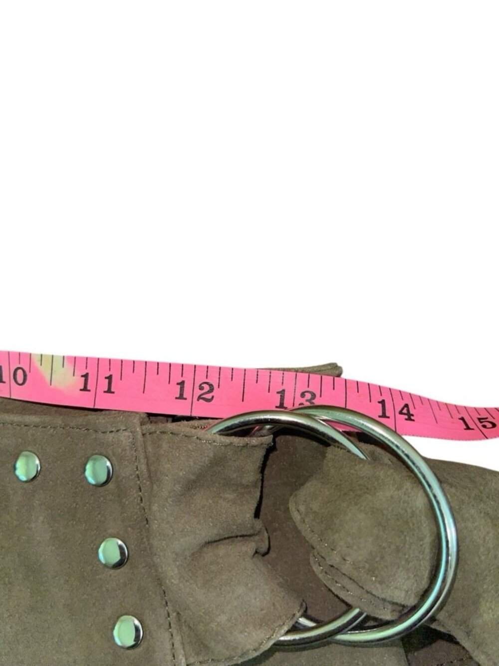 FOREVER 21 Women's Size Small 100% Leather Studded Faux Wrap Skirt Olive Green - Picture 7 of 10